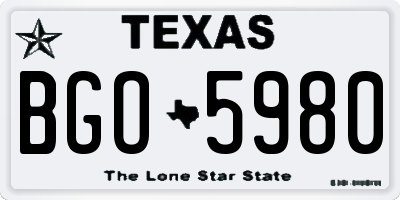 TX license plate BGO5980