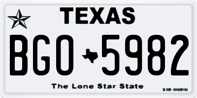 TX license plate BGO5982