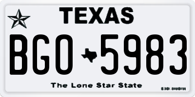 TX license plate BGO5983
