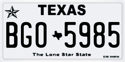 TX license plate BGO5985