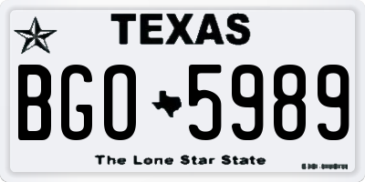 TX license plate BGO5989