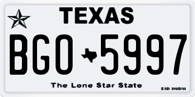 TX license plate BGO5997