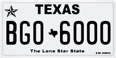 TX license plate BGO6000