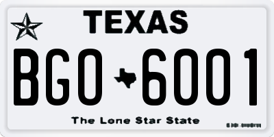 TX license plate BGO6001