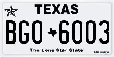 TX license plate BGO6003