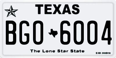 TX license plate BGO6004