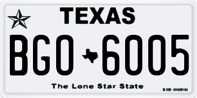 TX license plate BGO6005