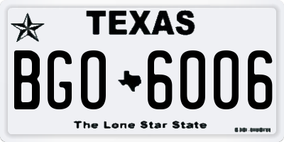 TX license plate BGO6006