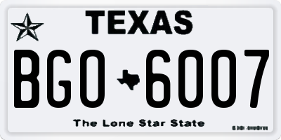 TX license plate BGO6007