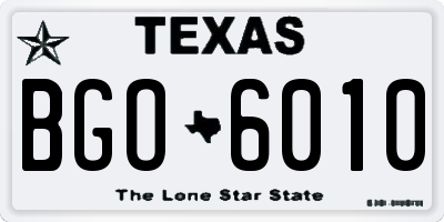 TX license plate BGO6010