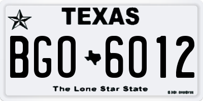 TX license plate BGO6012