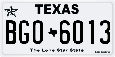 TX license plate BGO6013