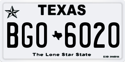 TX license plate BGO6020