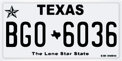 TX license plate BGO6036