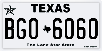 TX license plate BGO6060