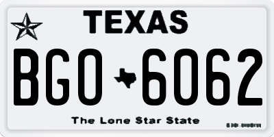 TX license plate BGO6062