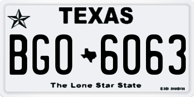 TX license plate BGO6063