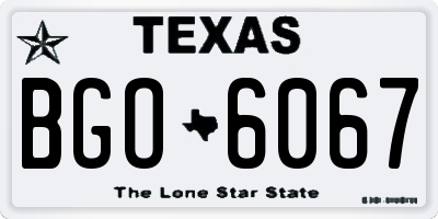 TX license plate BGO6067