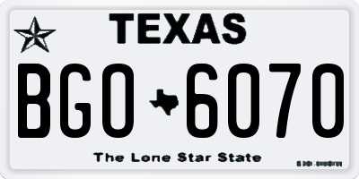 TX license plate BGO6070
