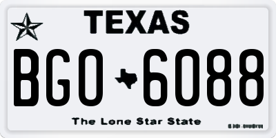 TX license plate BGO6088