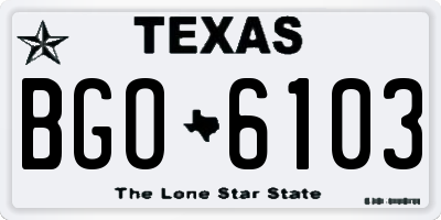 TX license plate BGO6103