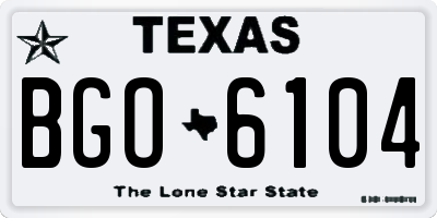 TX license plate BGO6104