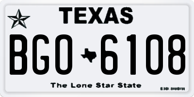 TX license plate BGO6108