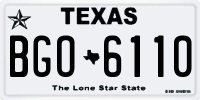 TX license plate BGO6110