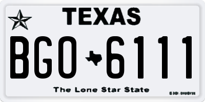 TX license plate BGO6111