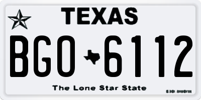 TX license plate BGO6112
