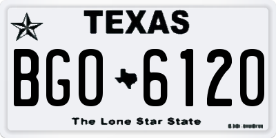 TX license plate BGO6120