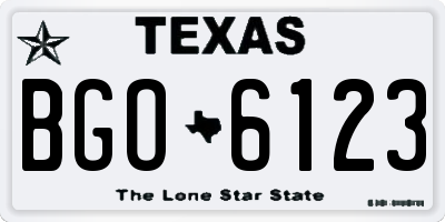 TX license plate BGO6123