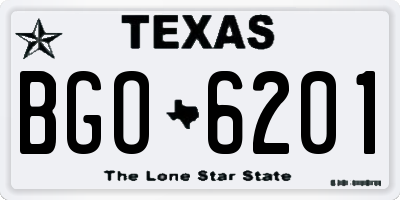 TX license plate BGO6201