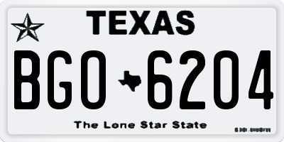 TX license plate BGO6204