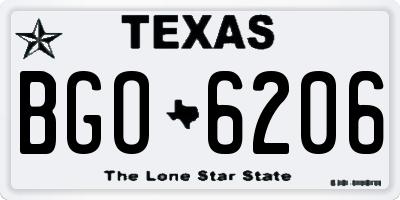 TX license plate BGO6206