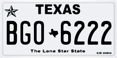 TX license plate BGO6222