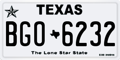TX license plate BGO6232