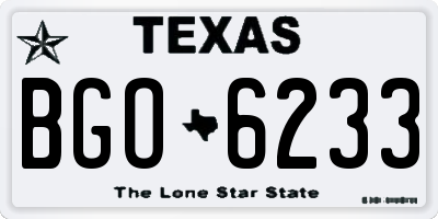 TX license plate BGO6233