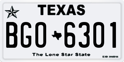 TX license plate BGO6301