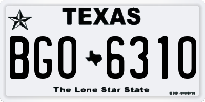 TX license plate BGO6310