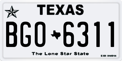 TX license plate BGO6311