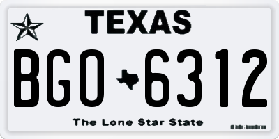 TX license plate BGO6312