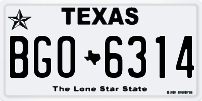 TX license plate BGO6314