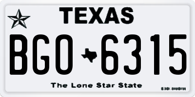 TX license plate BGO6315