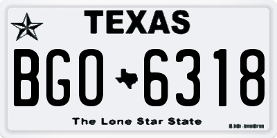 TX license plate BGO6318