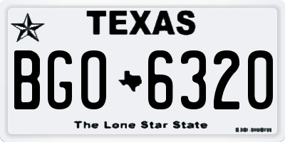 TX license plate BGO6320