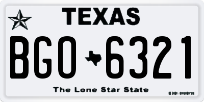 TX license plate BGO6321
