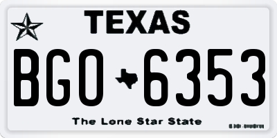 TX license plate BGO6353