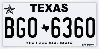 TX license plate BGO6360
