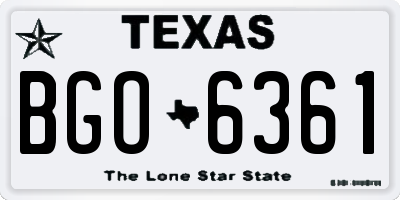TX license plate BGO6361